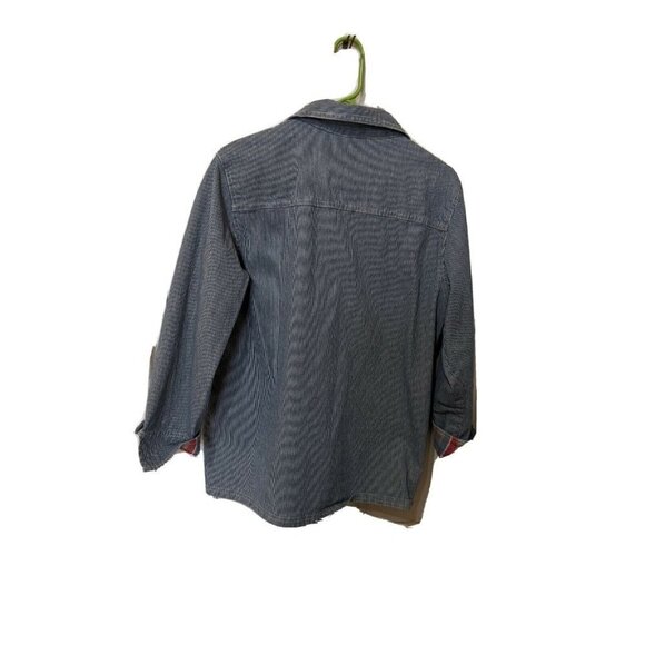 Sag Harbor women jacket size PL blue whit stripe red check accents lightweight - Picture 4 of 9